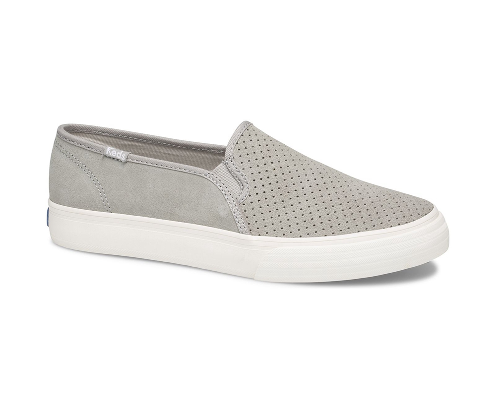 Slip Ons Keds Mujer Gris - Double Decker Perf Suede - 924-AVKPJR